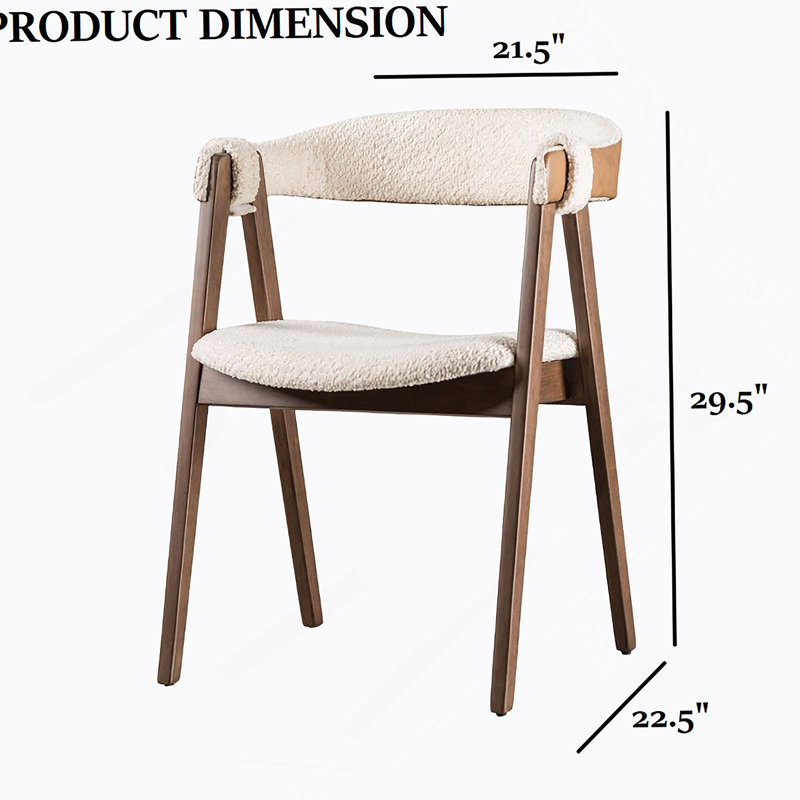 Chaise d'appoint et dossier rembourrés de style Mid-Century moderne avec dossier et panneau incurvés de finition noyer et beige