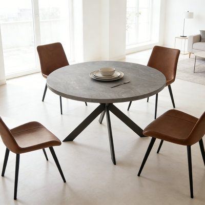 46"L Round Modern Kitchen Dining Table Set with 32.4"H Dining Chair