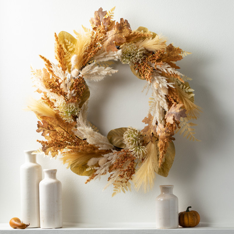 24'' Thanksgiving Faux Pampas Polyester Wreath