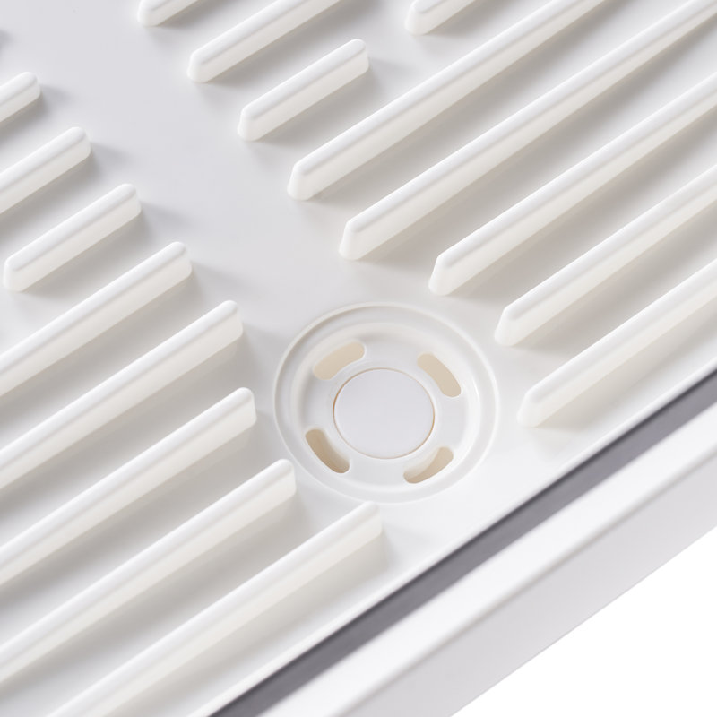 Expandable White and Stainless Steel Dish Drying Rack with Utensil Cup