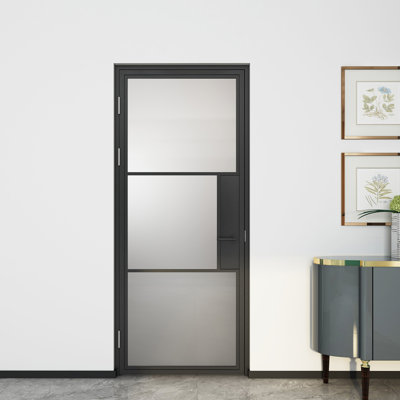 JUBEST Glass and Metal Frame Glass Interior Swing Door Interior Standard Door