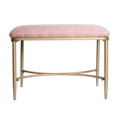 Azalea Park Backless Upholstered Vanity Stool with Gold Metal Frame