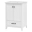 Meuble-lavabo 24 po avec évier, meuble-lavabo avec tiroir et portes, bois et panneau de fibres à densité moyenne, blanc