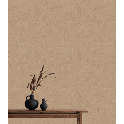 Pergament Brown Tiled Faux Grasscloth Print Non Woven Non-Pasted Textured Wallpaper 57 Sq. Ft.