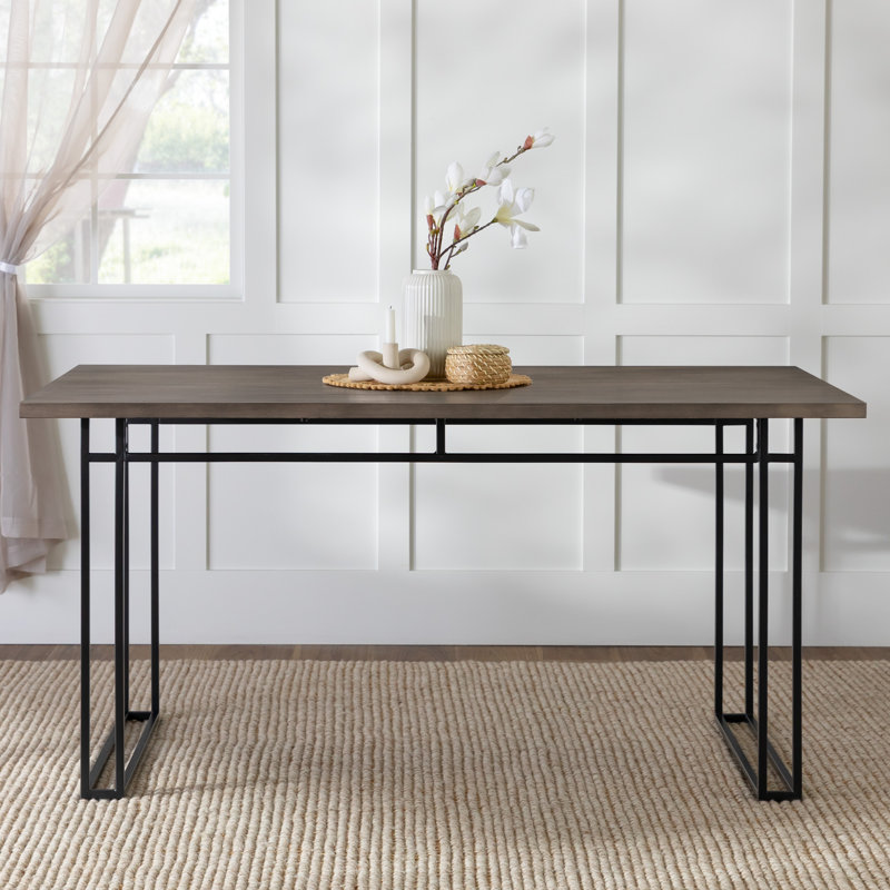 Monowi Pine Metal Base Dining Table, Gray
