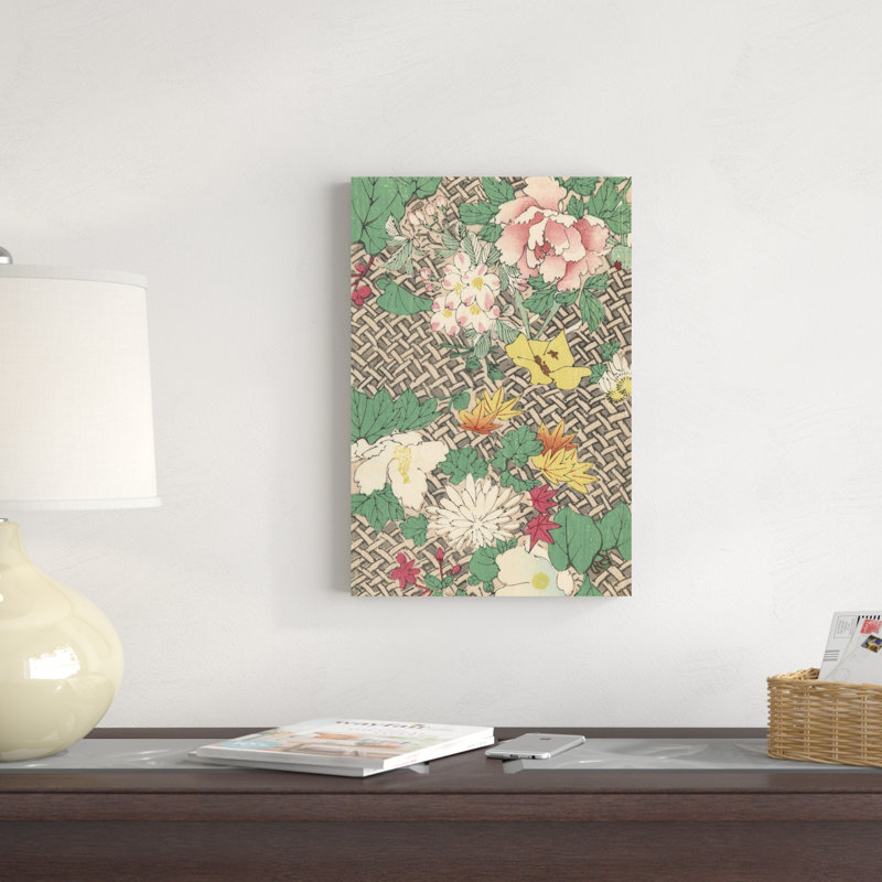 Motif floral japonais IV, H 18 po x l 12 po
