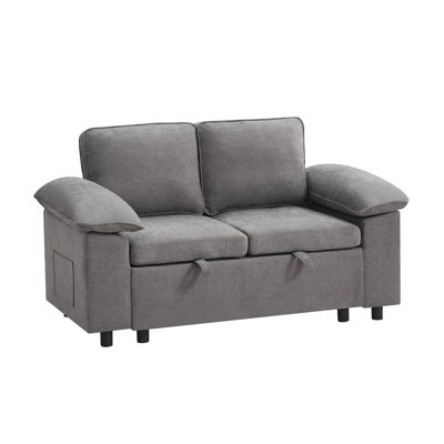 58” Upholstered Loveseat Sofa With Under-Seat-Storage, Chenille