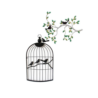 Décoration murale rétro cage à oiseaux en fer forgé