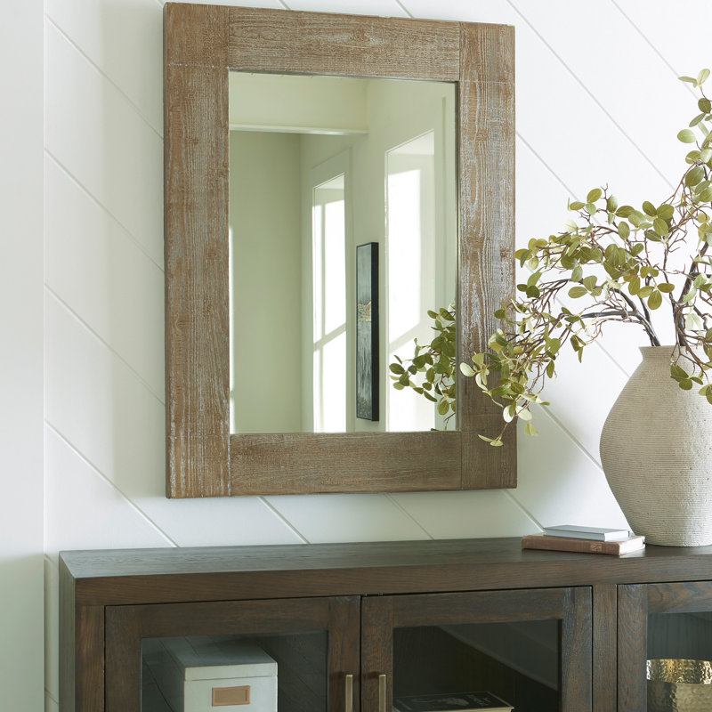 Kaldi Solid Wood Rectangle Wall Mirror, 52" x 40"