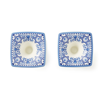 Spode Judaica Sabbath Candlesticks 7.5"