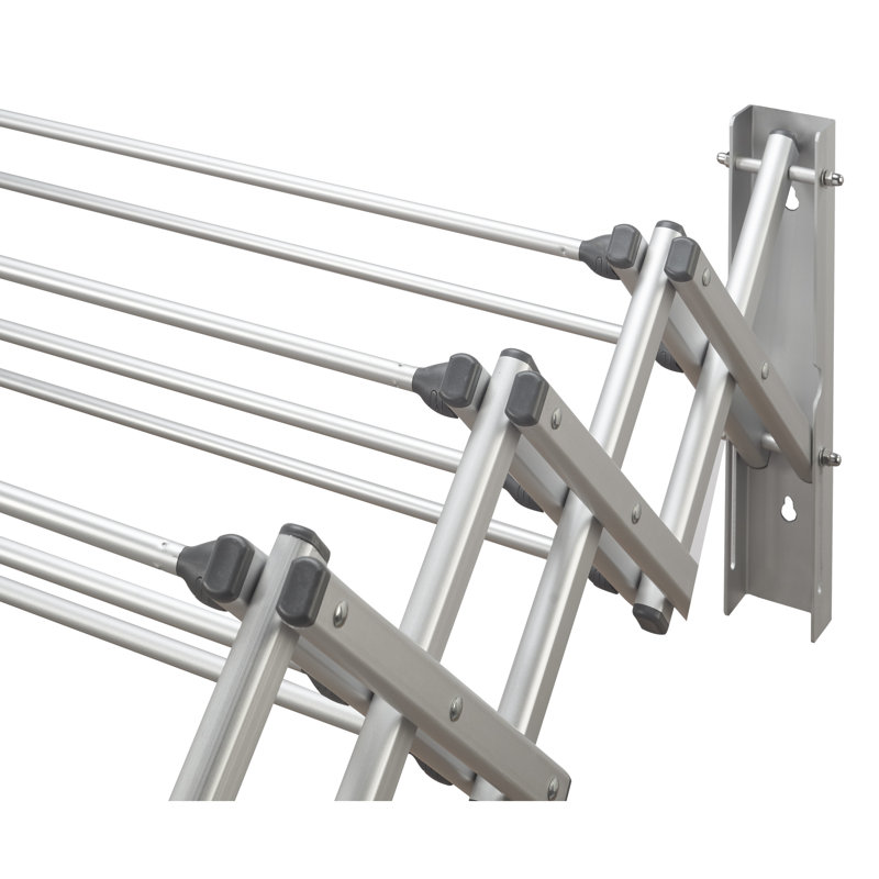 Silver Aluminum Collapsible Wall-Mount Drying Rack