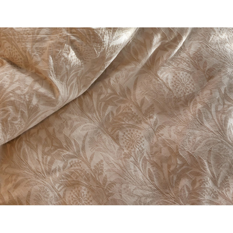Yvette Pure Linen Jacquard Duvet Cover Set with Pillowcase -Top Grade & Natural, Queen Duvet Cover + 2 Standard Pillowcases