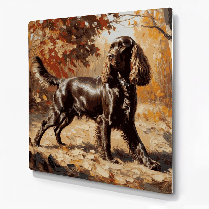 «Dogs Field Spaniel», art mural en métal brun, H 16 po x l 16 po