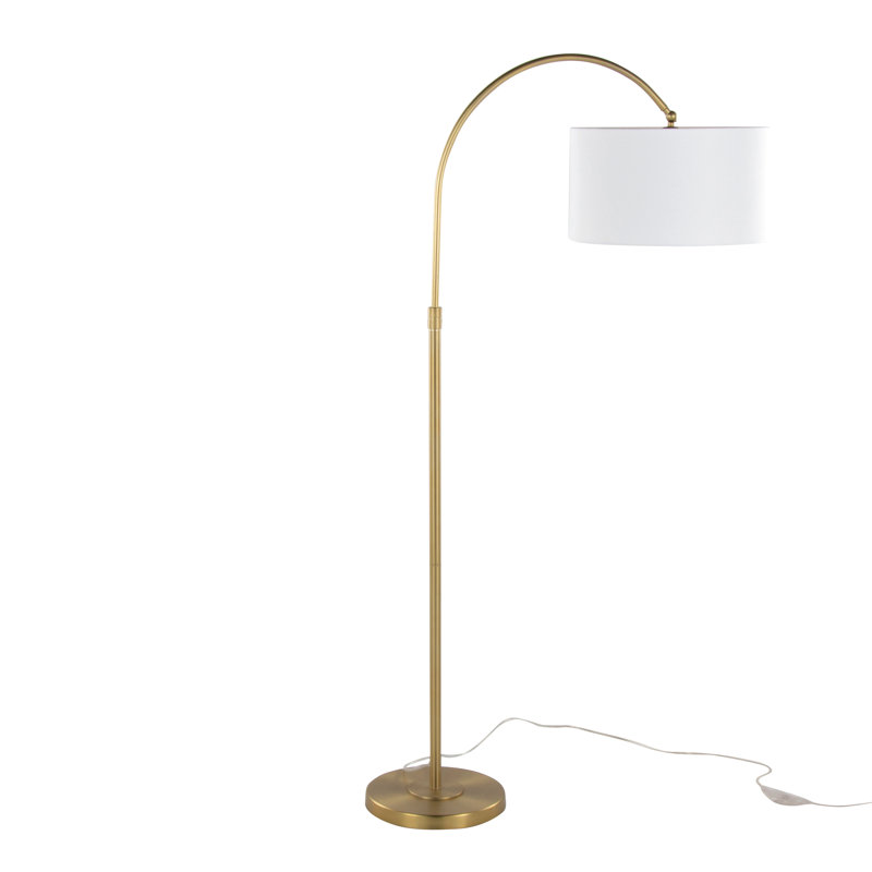 Lampe sur pied contemporaine 63 "en métal avec abat-jour en lin Puck de Grandview Gallery