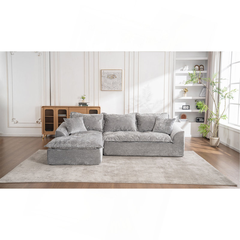 Canapé modulaire 103 po avec méridienne en forme de L, canapé modulaire désossé large de 103 po pour le salon, aucun assemblage requis