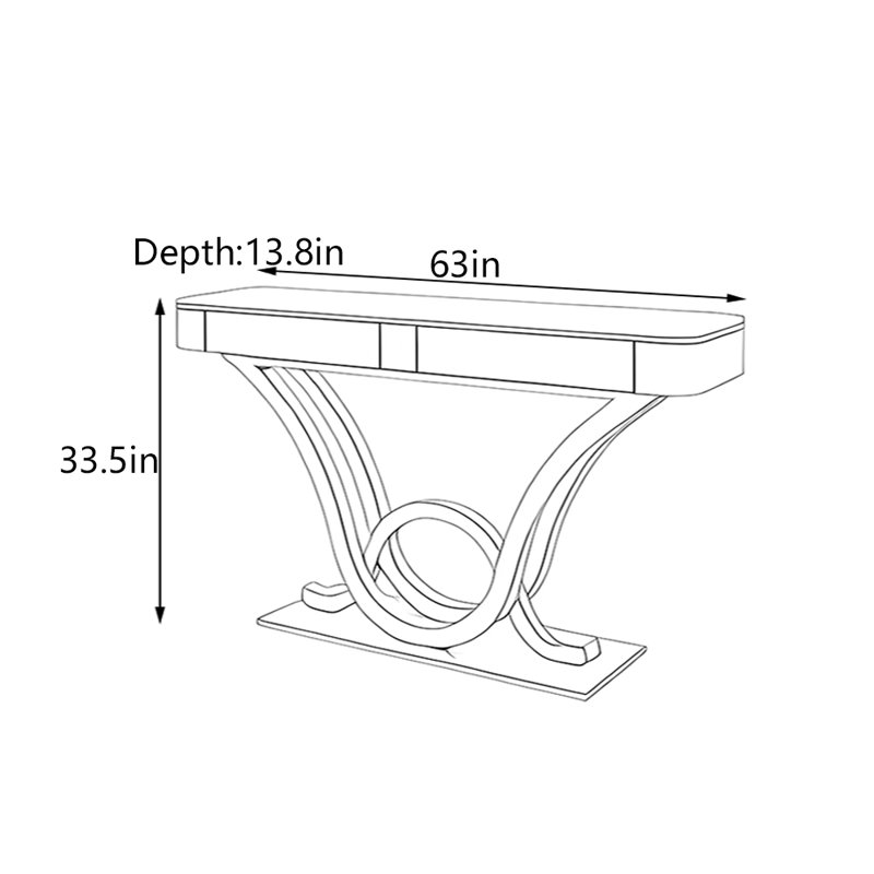 Italian  Luxury  Console Table, 33.5" H x 63" W x 13.8" D, Black