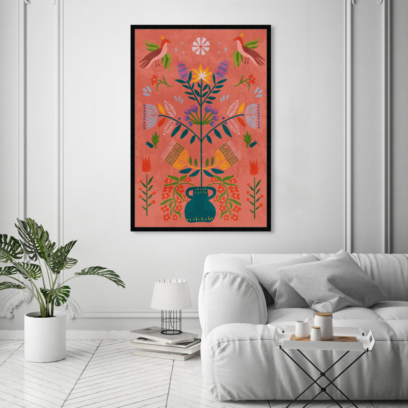 Bohemian Botanical Illustration by Birch Lane™ - Picture Frame Print, 56" H x 38" W, Black