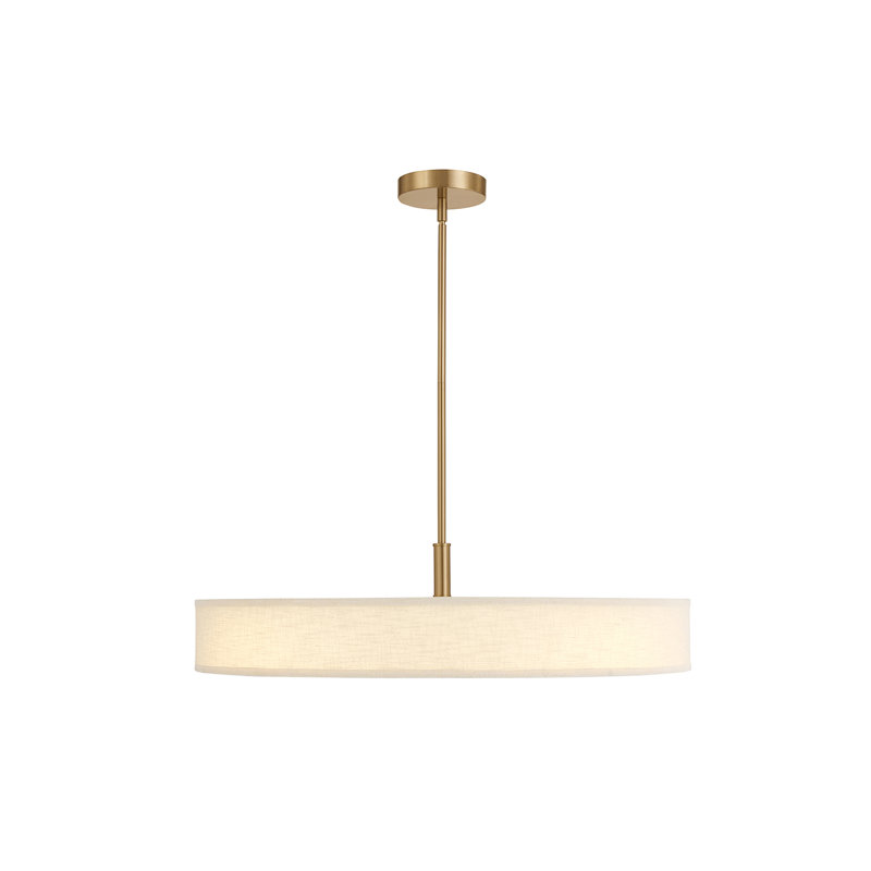 Textile - Luminaire suspendu cylindrique à profil bas DEL Genova - l 36 po x H 9,5 po - Lin crème, L 36 po x H 9,5 po
