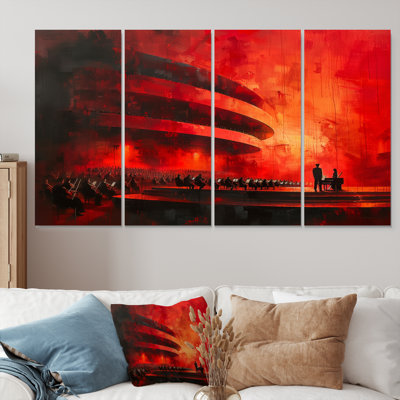 Ensemble de reproduction d'art mural rouge et noir Symphonic
