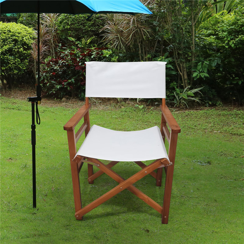 Enger Folding Director Chair, White, Wood