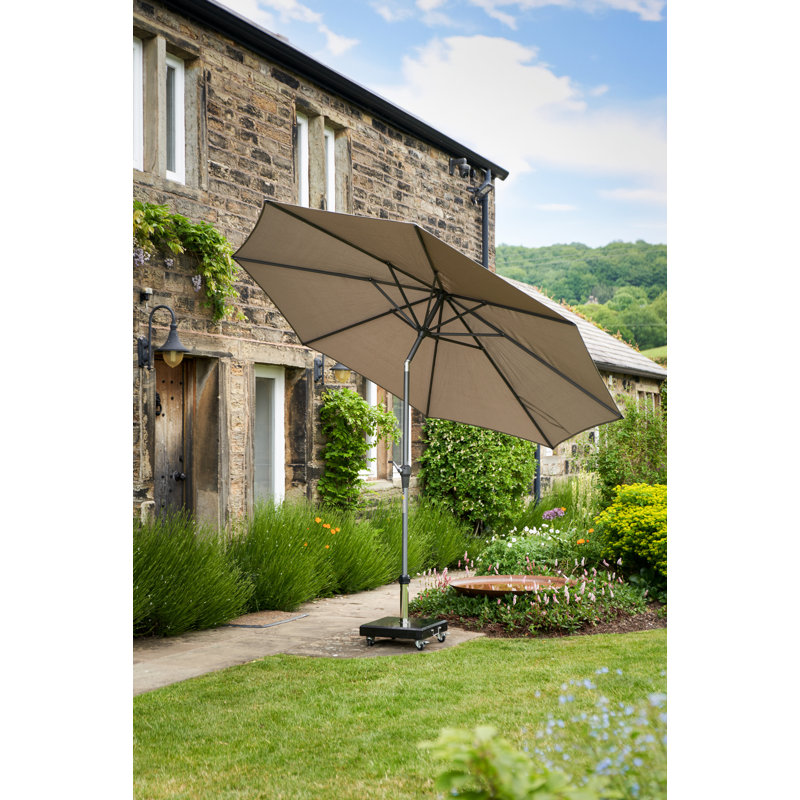 Hatten Riva Traditional Round Parasol, Luna Grey, 262cm H x 350cm W x 350cm D
