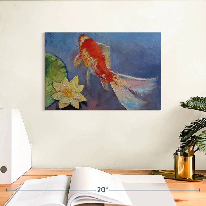 Koi On Blue And Mauve, 8" H x 12" W
