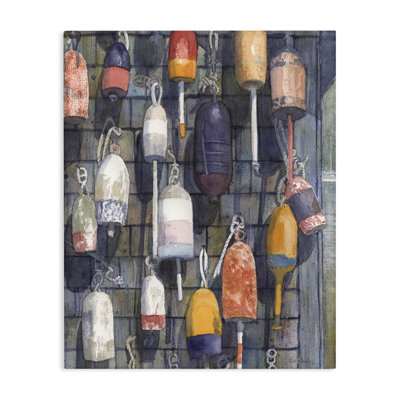 Toile avec bouées suspendues à l'aquarelle, conception de Patti Bishop