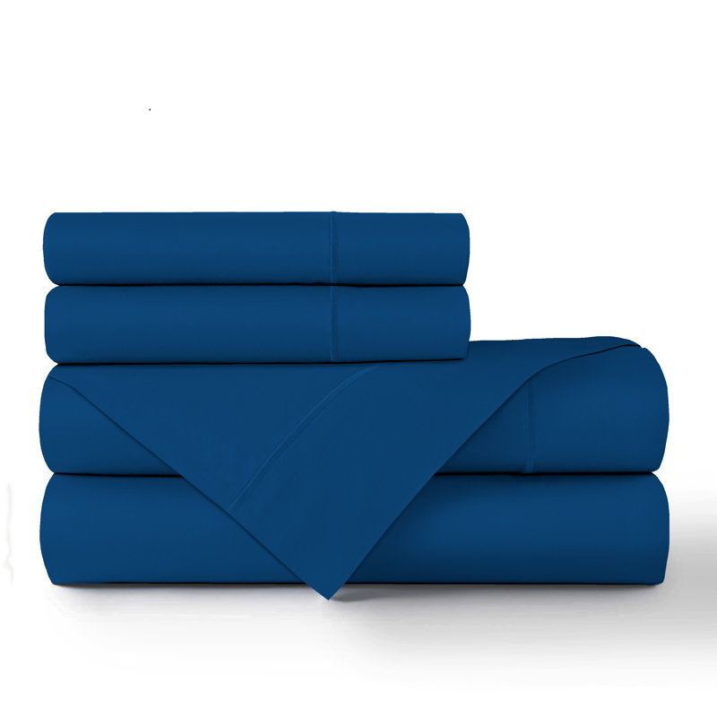 Ensemble de draps 100% satin de coton Morrison 500, Grand, Mélange bleu, 300
