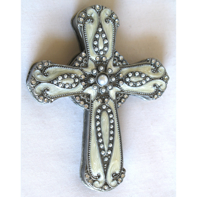 Boîte à accessoires croisés, Ivoire / Argenté