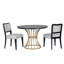 Table de salle à manger ronde en chêne foncé de 42 pouces avec table en placage d'apparence en bois massif, 2 chaises rembourrées en noyer, base en fer robuste, coin cuisine et base pour coin, style