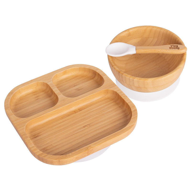 Tiny Dining - Children's Bamboo Suction Dinner, White