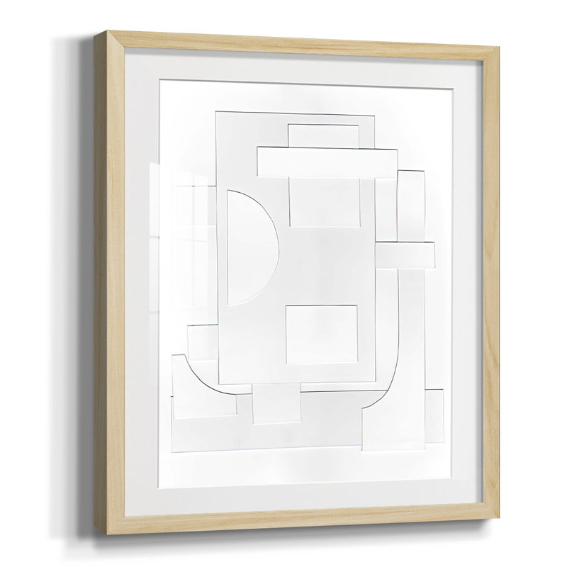 «White Geometric II», reproduction encadrée, Blanc, Papier encadré naturel