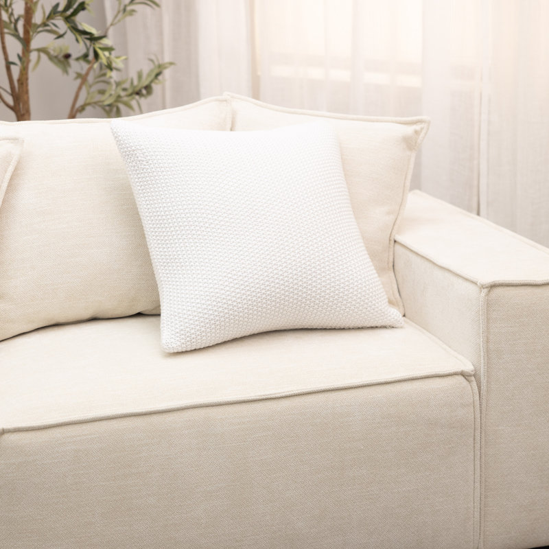 Hammond Square Cotton Pillow Cover, White