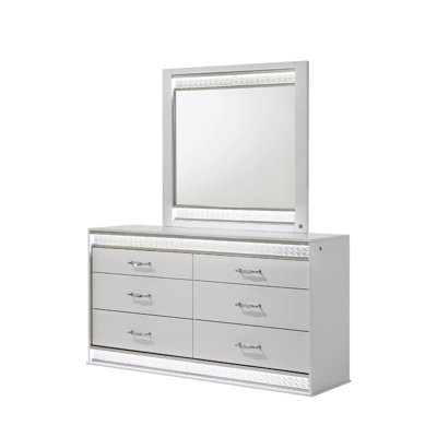 Miroir Glam de style moderne en bois blanc
