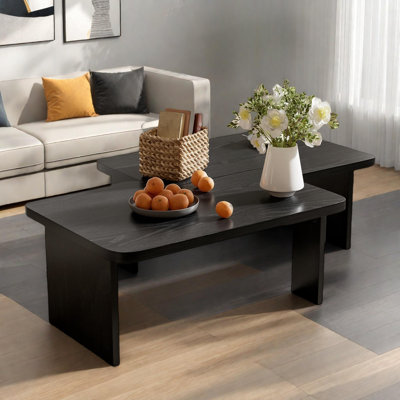 Modern Rectangle Coffee Table Set With Modular L-shape Design