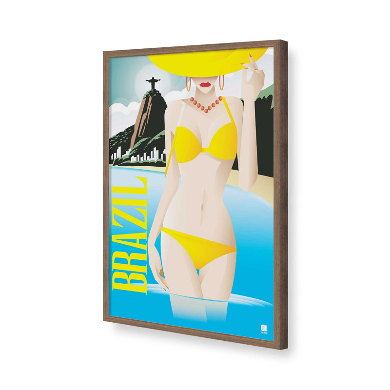Viva Brazil Art Print, 15" H x 12" W, Framed Print without Mat, Walnut