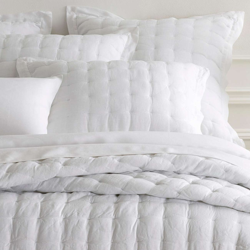 Lush Linen Puff Sham, White, Euro