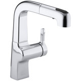 Evoke Single-Hole Kitchen Sink Faucet with 8" Pullout Spout with ProMotionâ¢ and MasterCleanâ¢