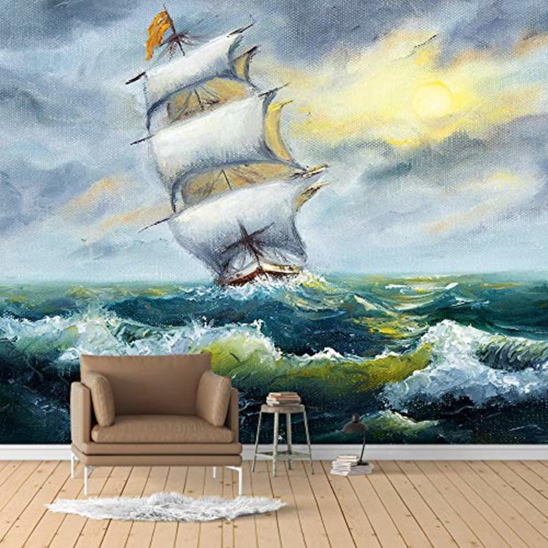Magnifique voilier sur la mer, murale, 100 po x 12 pi