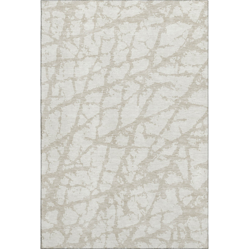 Premium Machine Washable Prisco Ivory Rug, Rectangle 3' x 5'