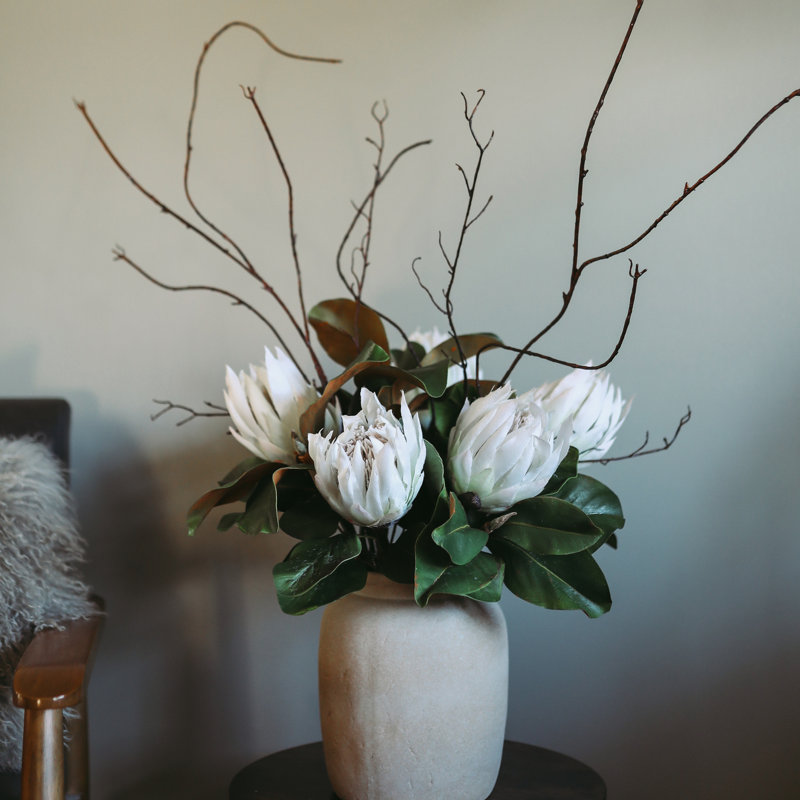 Protea Faux Floral, Burgundy