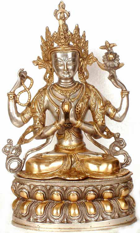 Divinité bouddhiste tibétaine à quatre bras Avalokiteshvara (Chenrezig)