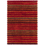 Lavasa Hand Loomed Striped Area Rug in Red