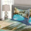 Addiley Blue/Beige Microfibre Bedspread Set-1119636287