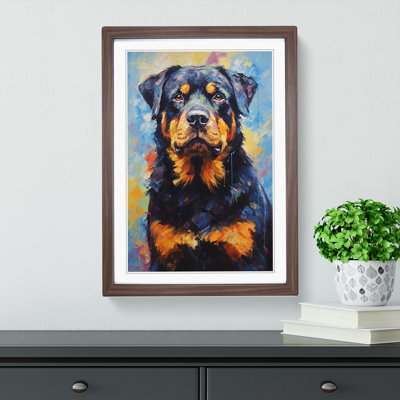 Rottweiler Impressionism - Single Picture Frame Print on Wood
