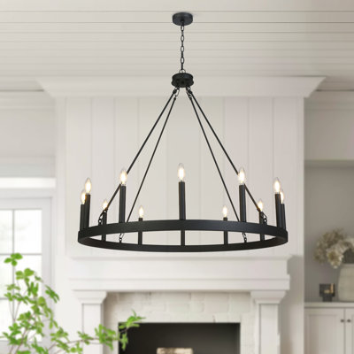 Otho 12 - Light 39.4"W Oversized Wagon Wheel Chandelier