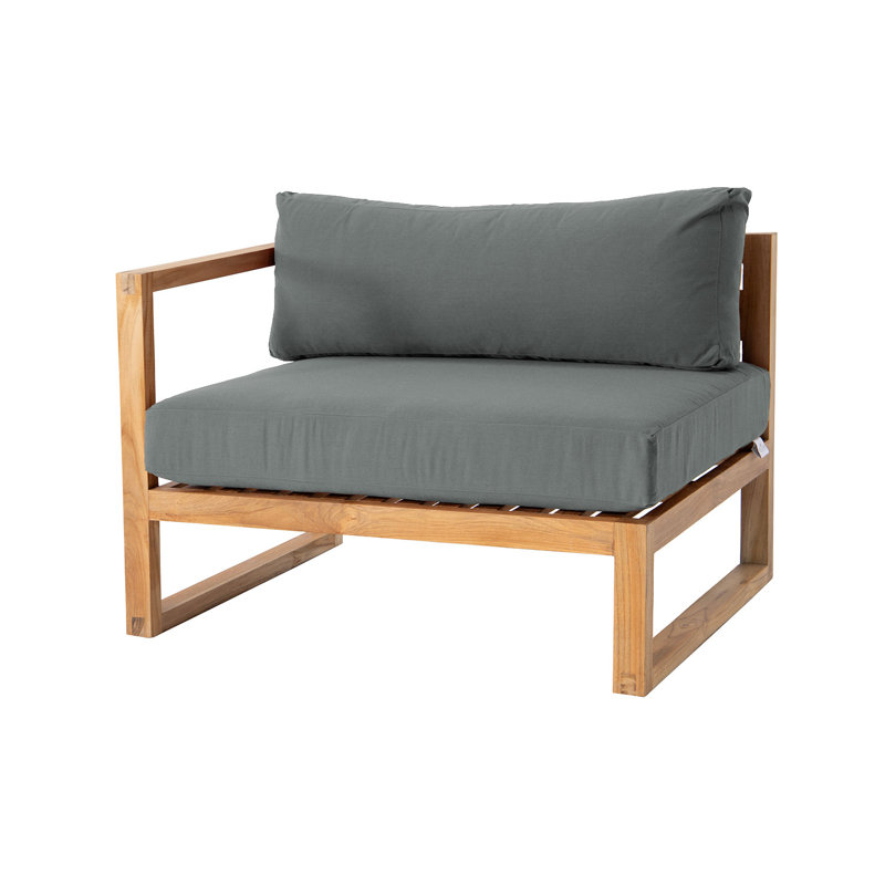 Méridienne d'extérieur en bois de teck Predag, Gris anthracite
