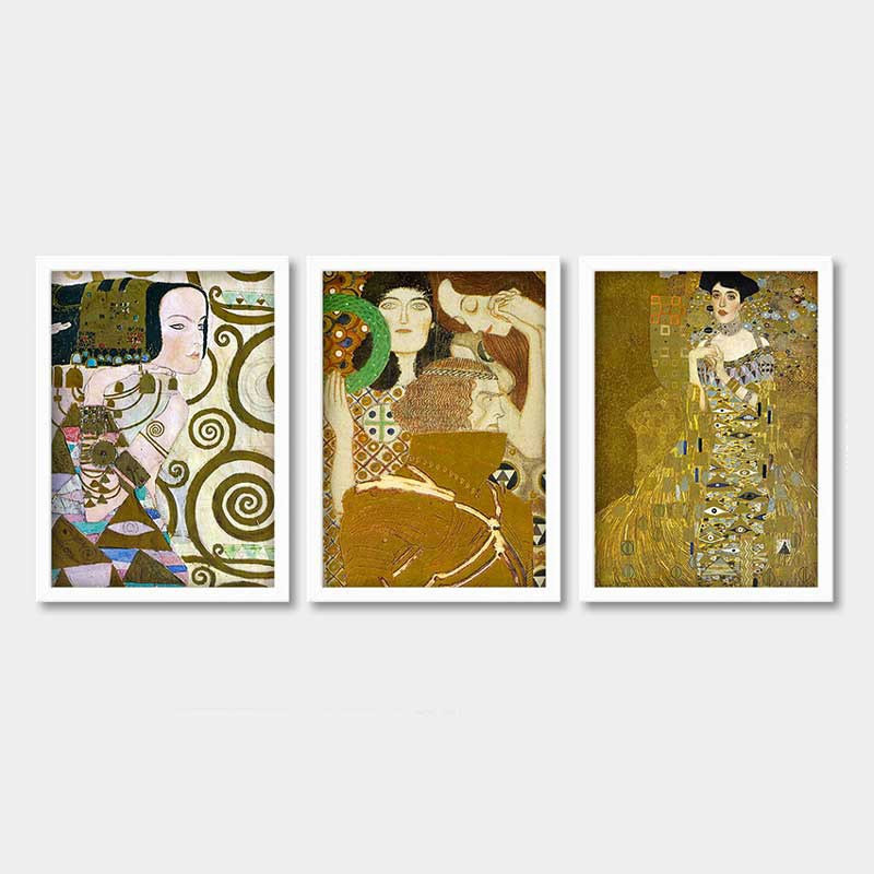 Ensemble de 3 peintures élégantes encadrées décoratives, 13,8 x 17,7 pouces chacune | 100% bois avec cadre 100% polystyrène (épaisseur: 0,8 pouce) | Impression numérique UV, parfaite pour le salon et la décoration intérieure