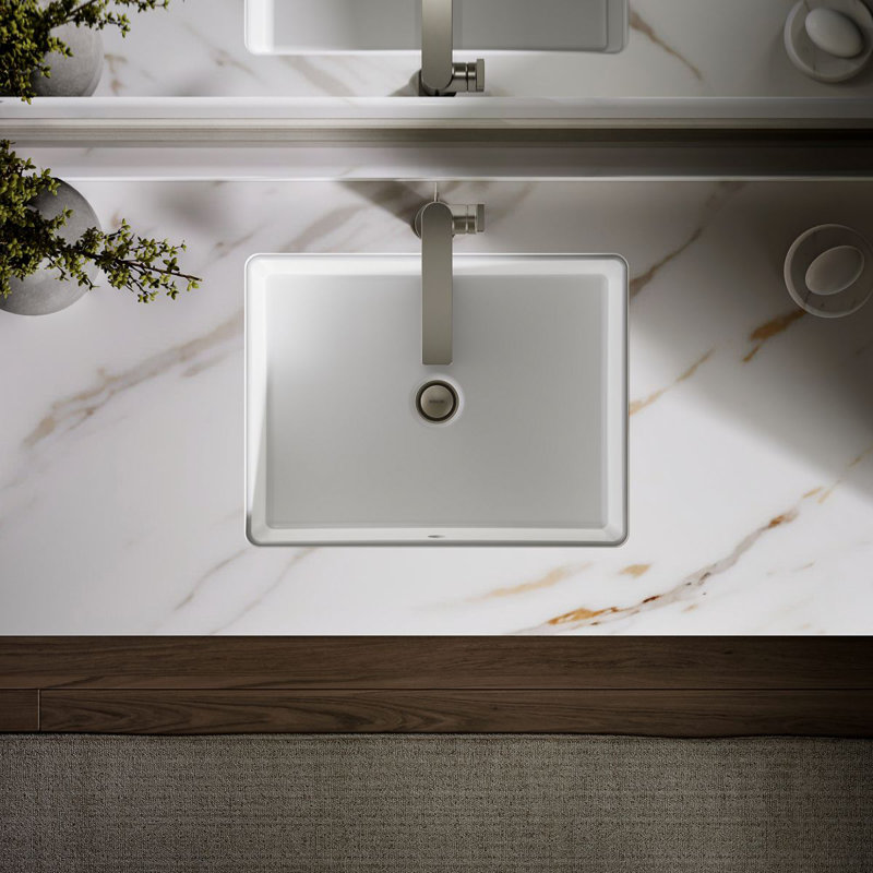 Verticyl Rectangular Undermount Bathroom Sink with Overflow, Biscuit
