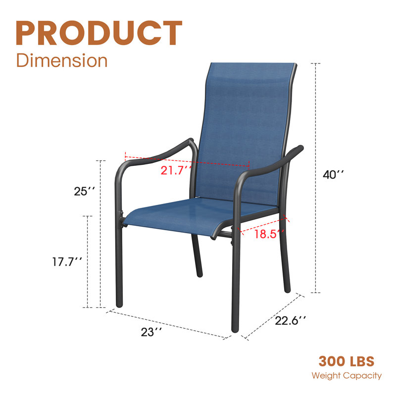 Fauteuils de salle à manger d'extérieur empilables, Bleu